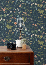 Letitia Indigo Summer Meadows Wallpaper with Whimsical Botanical Floral Pattern - ESTA Home DD139698
