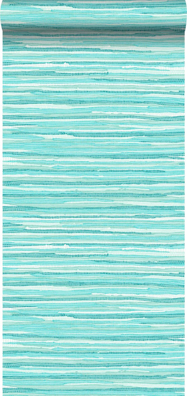 Cabana Turquoise Faux Grasscloth Wallpaper