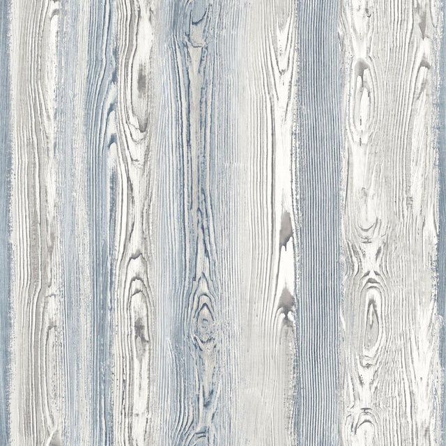 Cady Blue Wood Panel Wallpaper with Coastal Faux Wood Plank Pattern - ESTA Home DD148626