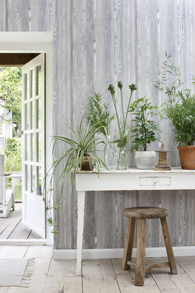 Cady Blue Wood Panel Wallpaper with Coastal Faux Wood Plank Pattern - ESTA Home DD148626
