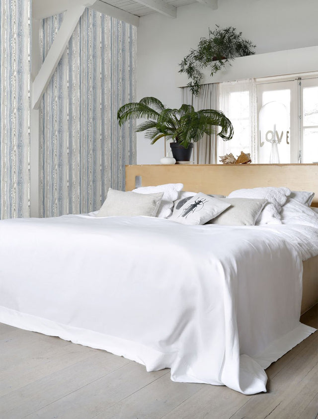 Cady Blue Wood Panel Wallpaper with Coastal Faux Wood Plank Pattern - ESTA Home DD148626