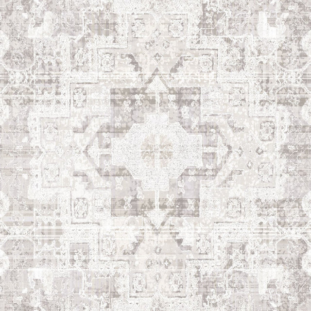 Desmond Beige Distressed Medallion Wallpaper with Bohemian Global Geometric Pattern - ESTA Home DD148654
