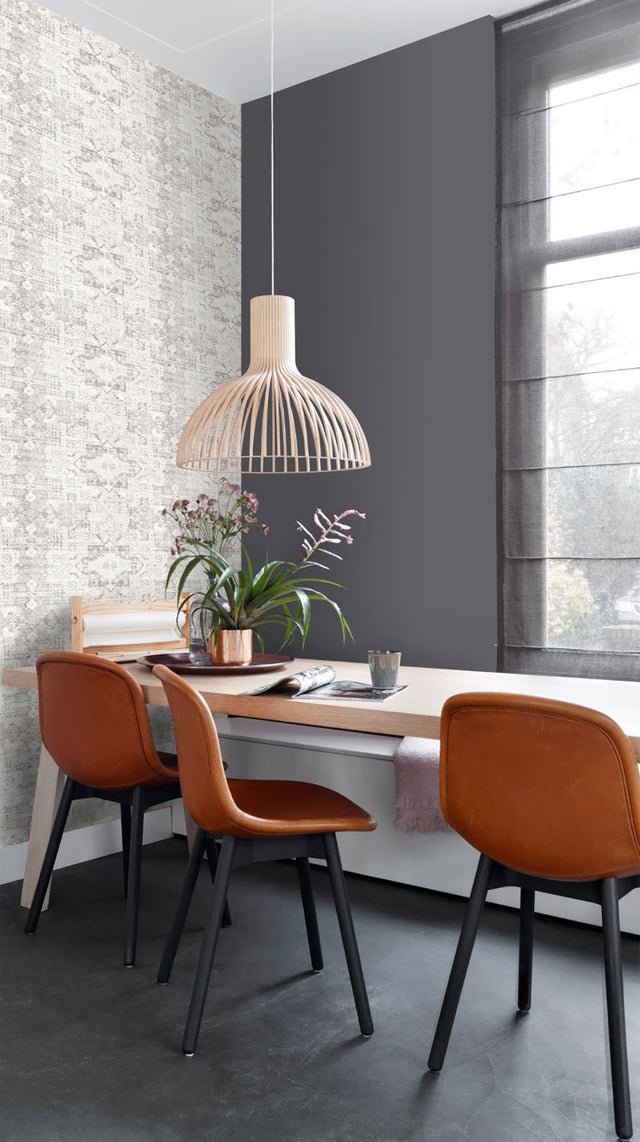 Desmond Beige Distressed Medallion Wallpaper with Bohemian Global Geometric Pattern - ESTA Home DD148654