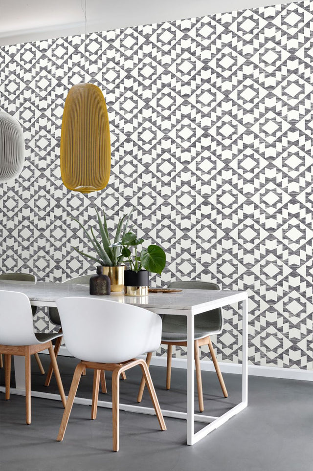 Fantine Black Geometric Wallpaper