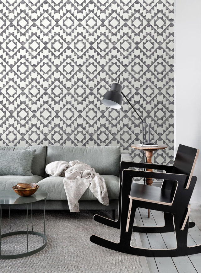 Fantine Black Geometric Wallpaper
