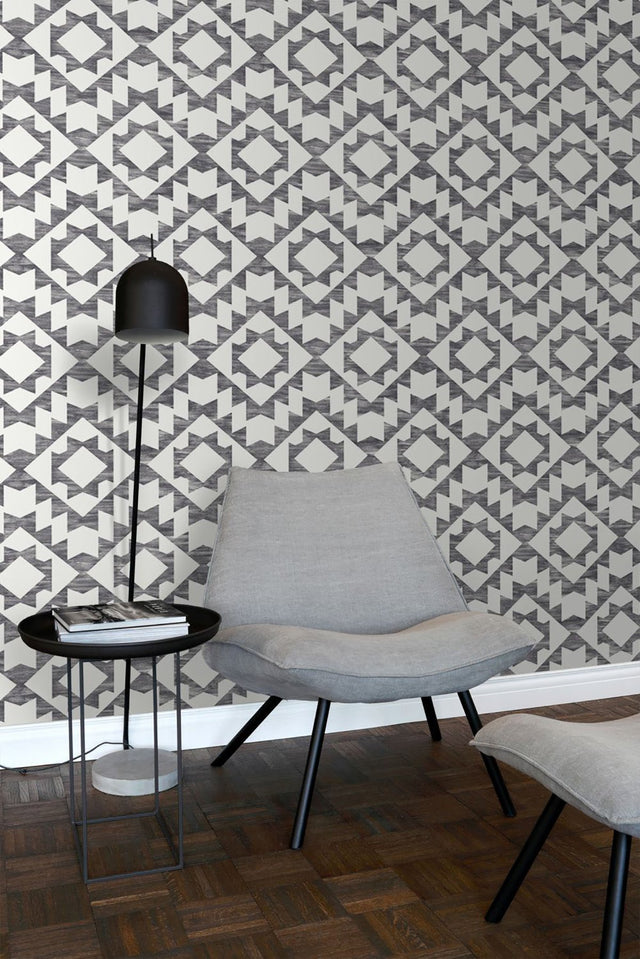 Fantine Black Geometric Wallpaper