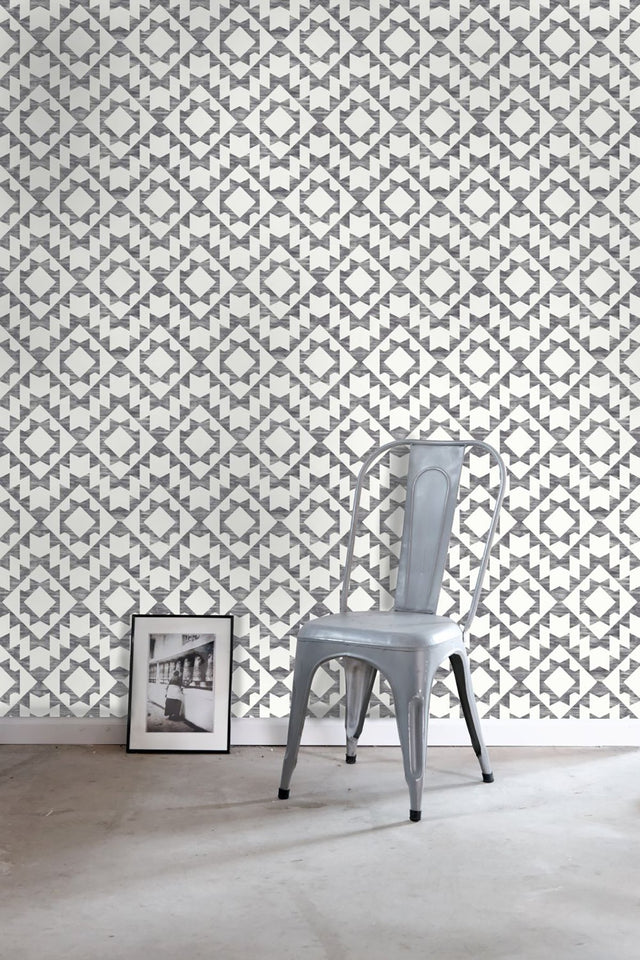 Fantine Black Geometric Wallpaper