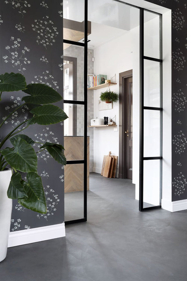 Morrible Black Floral Wallpaper