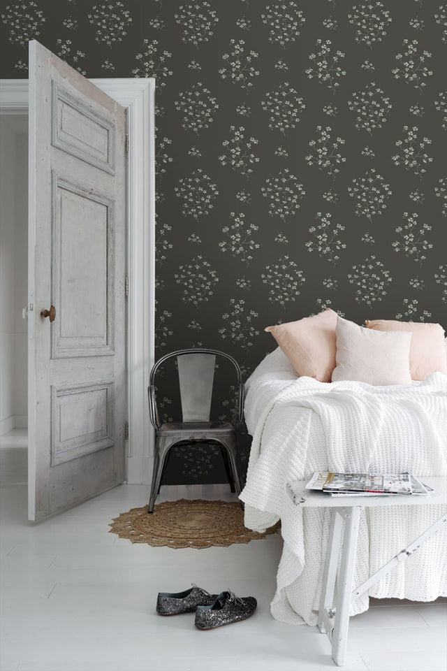 Morrible Black Floral Wallpaper