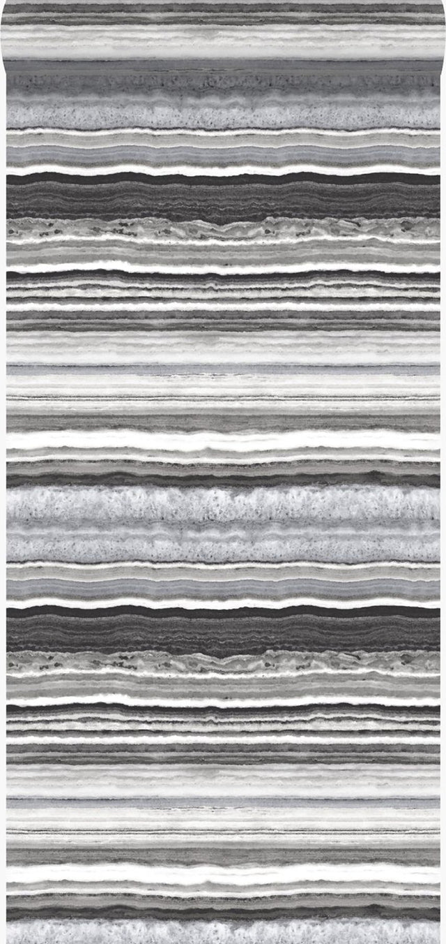 Matieres Grey Stone Wallpaper with Agate Stone Stripe Motif - Brewster DD337238
