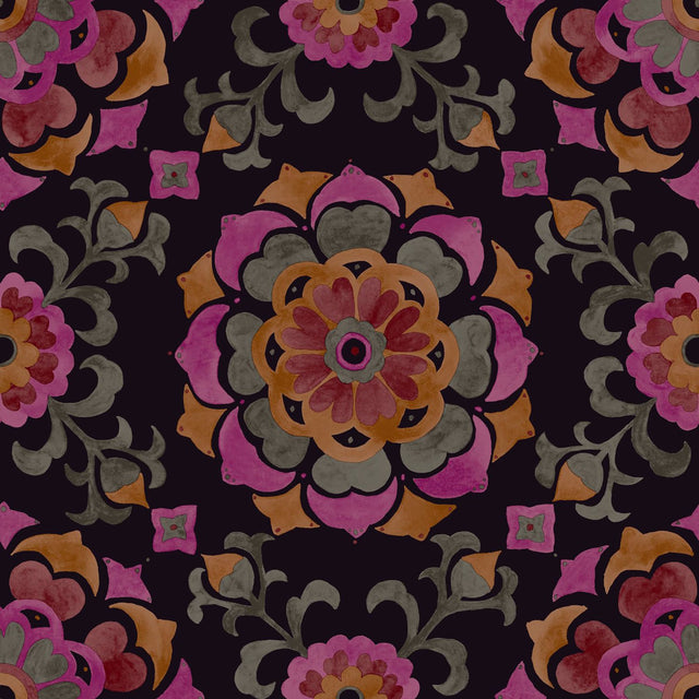 Tracy Multicolor Medallion Wallpaper with Bohemian Global Medallions - Origin DD347474