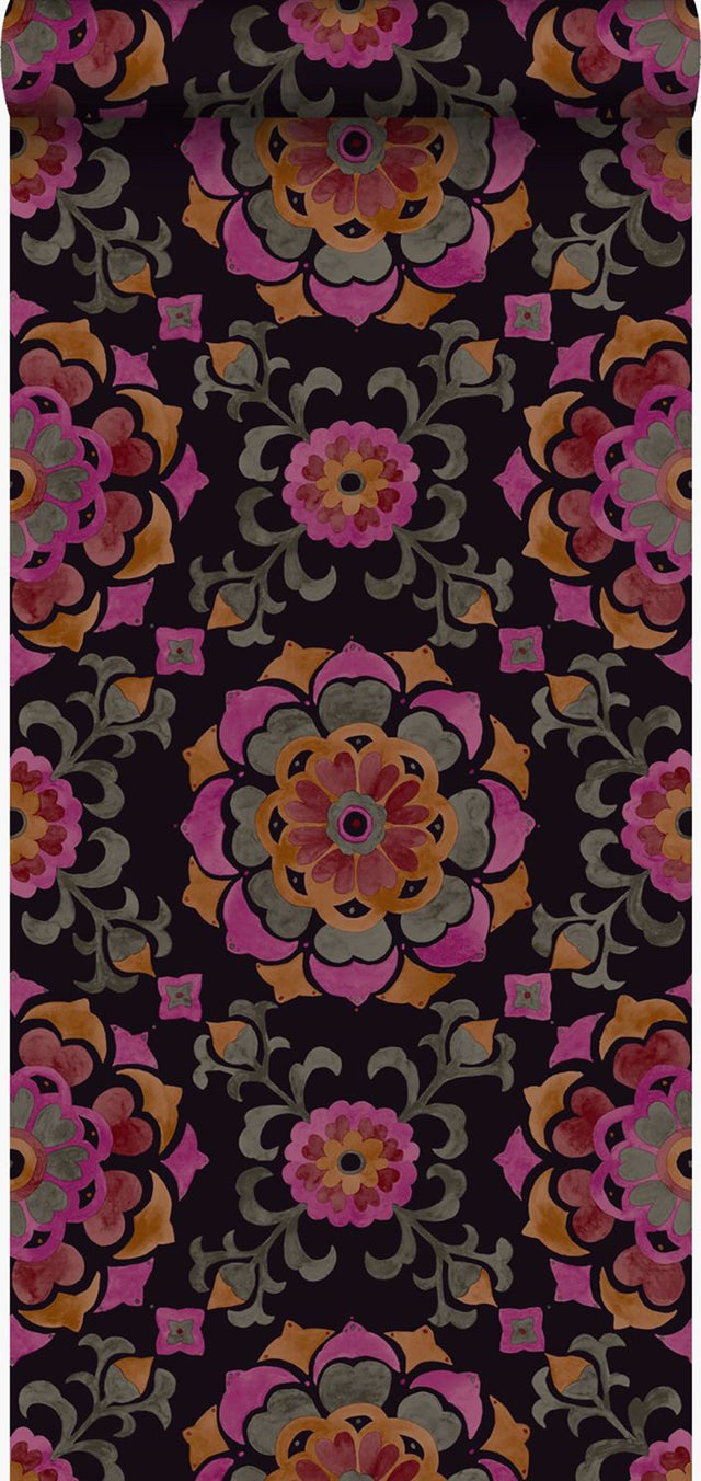 Tracy Multicolor Medallion Wallpaper with Bohemian Global Medallions - Origin DD347474