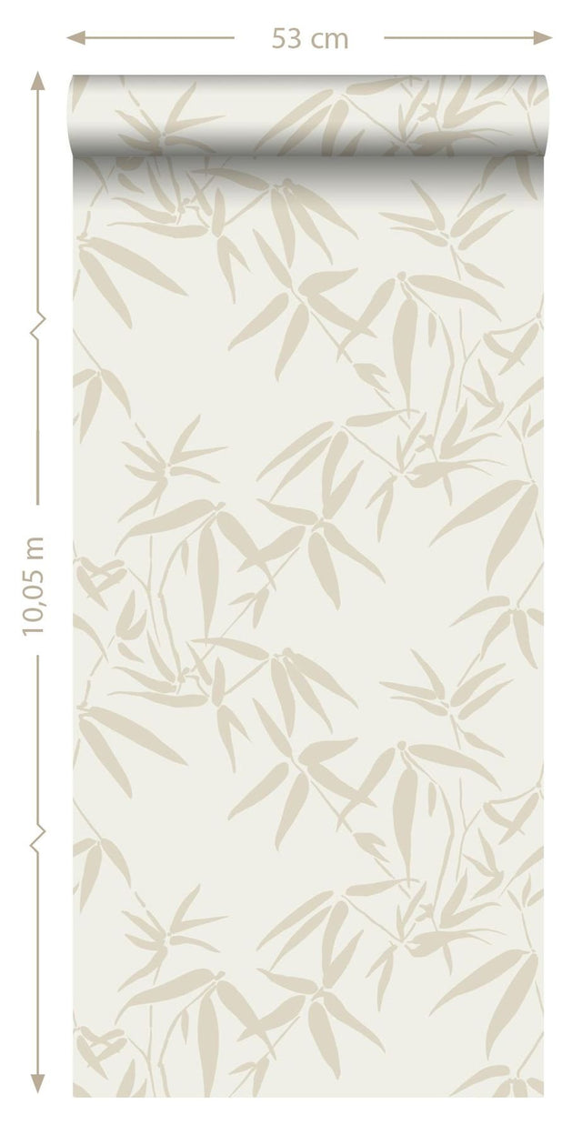 Guadua Beige Bamboo Leaves Wallpaper