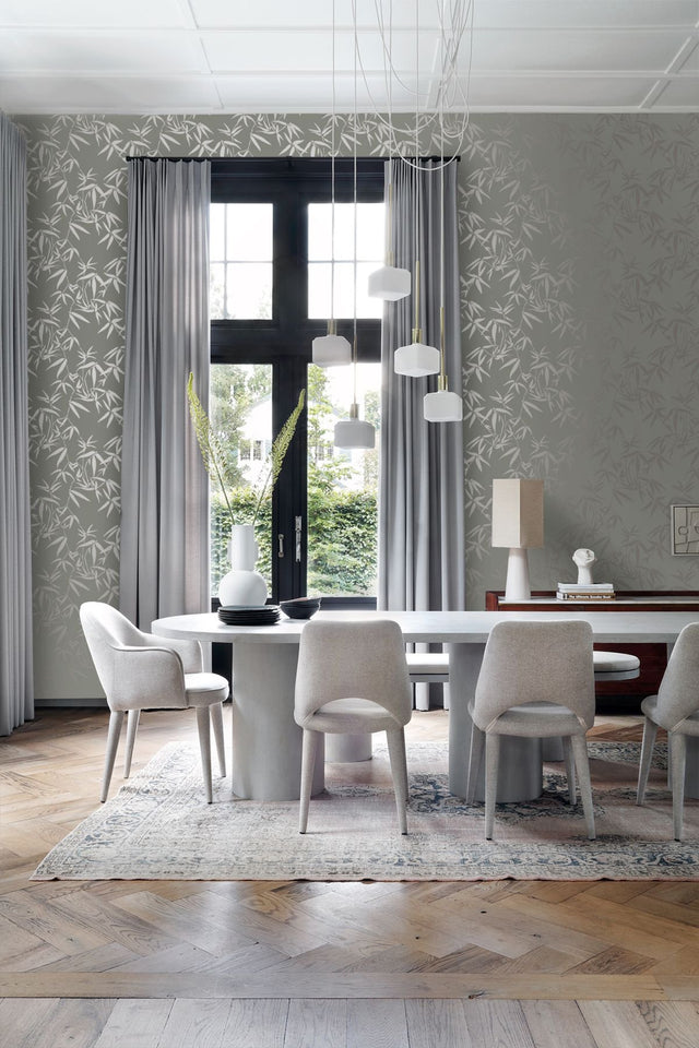 Guadua Grey Bamboo Leaves Wallpaper