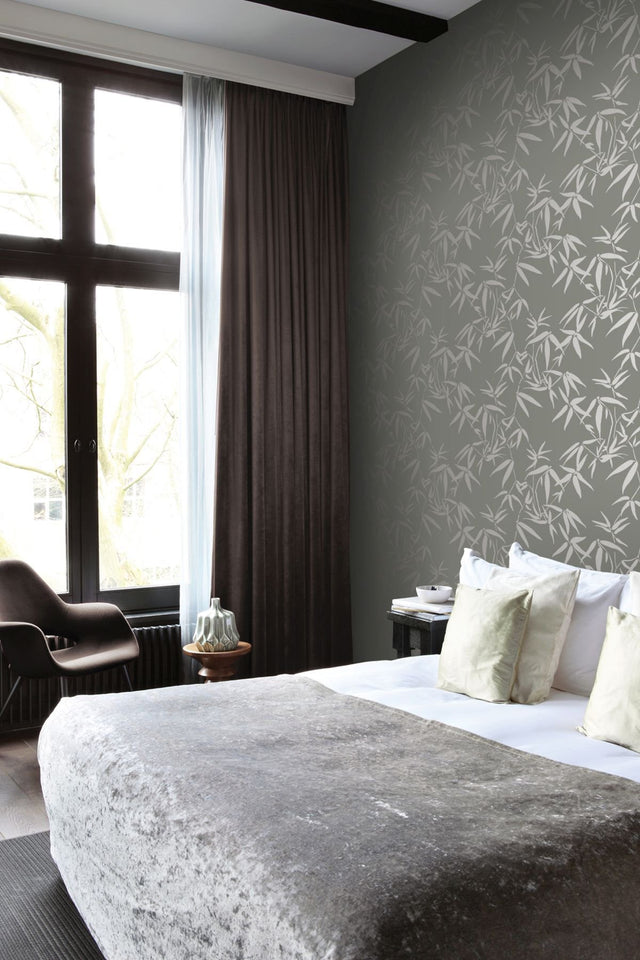 Guadua Grey Bamboo Leaves Wallpaper