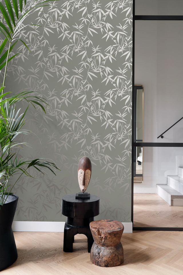 Guadua Grey Bamboo Leaves Wallpaper