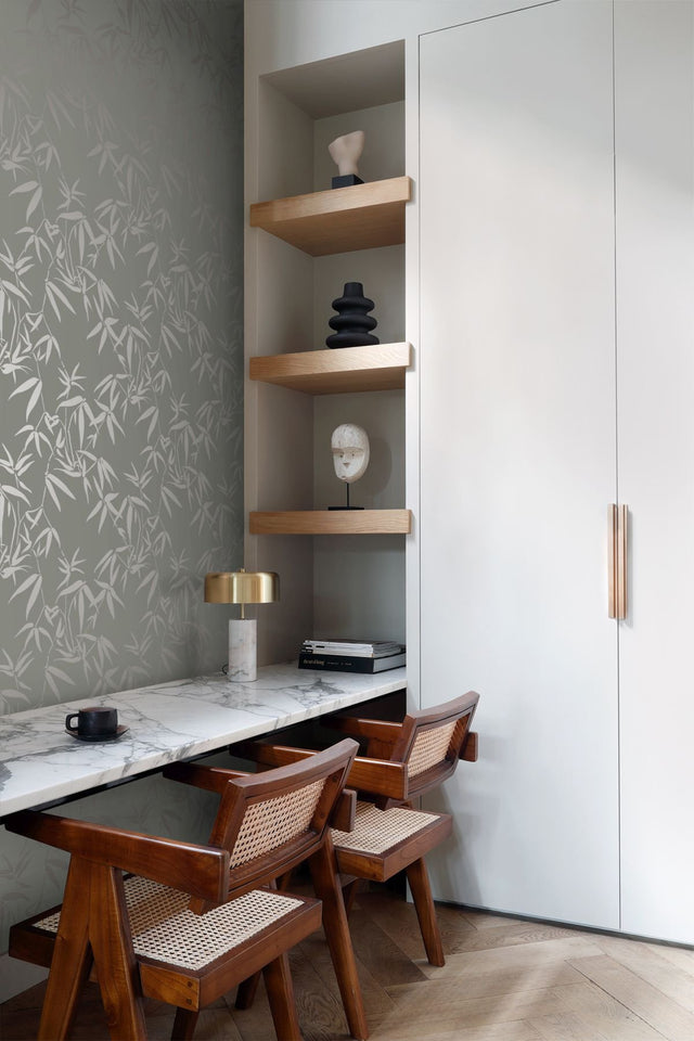 Guadua Grey Bamboo Leaves Wallpaper