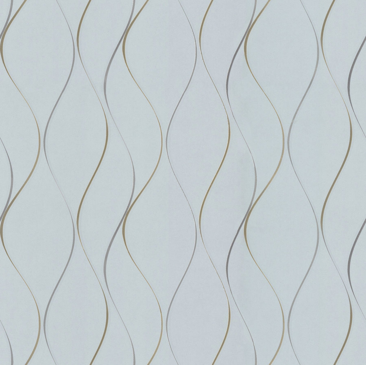 Wavy Stripe Light Blue Wallpaper with Metallic Wavy Stripe Pattern - York DD3701