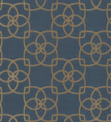 Serendipity Navy Wallpaper with Metallic Geometric Petal Lattice - York DD3711