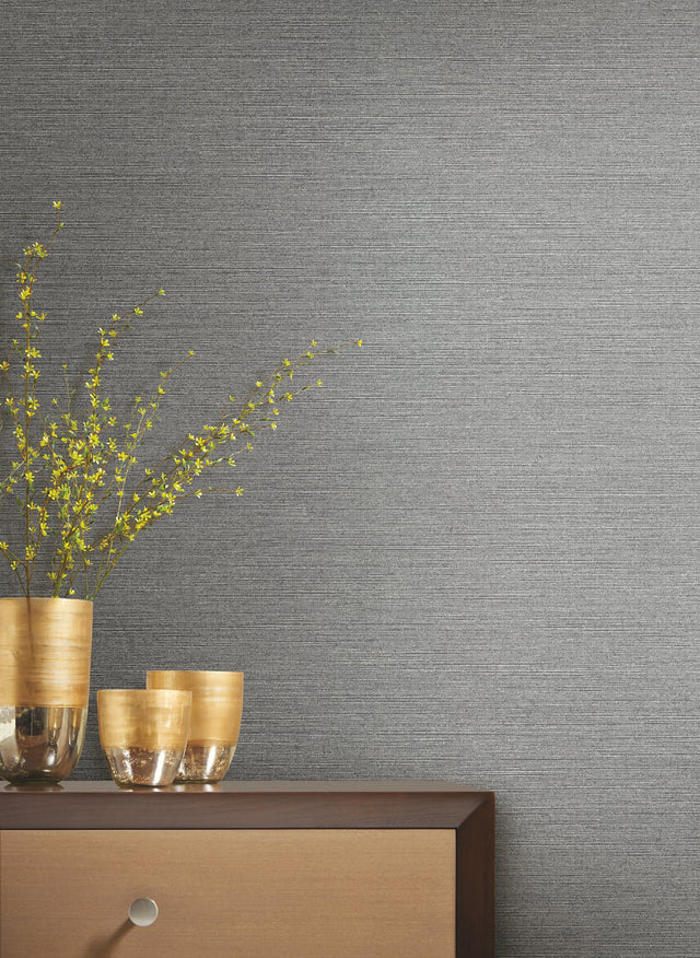 Shining Sisal Silver Metallic Wallpaper with Faux Sisal Texture - York DD3731