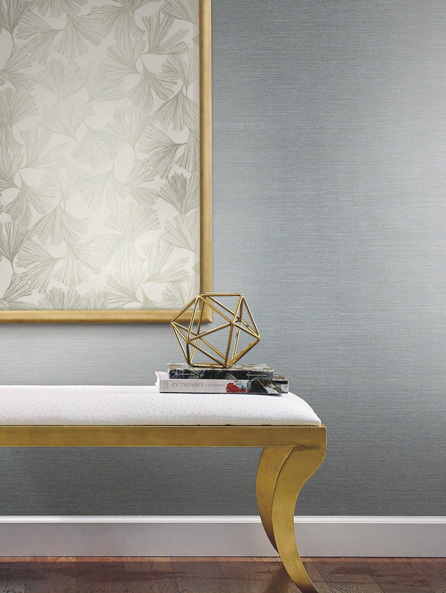 Shining Sisal Blue & Silver Faux Grasscloth Non Woven Wallpaper - York DD3734