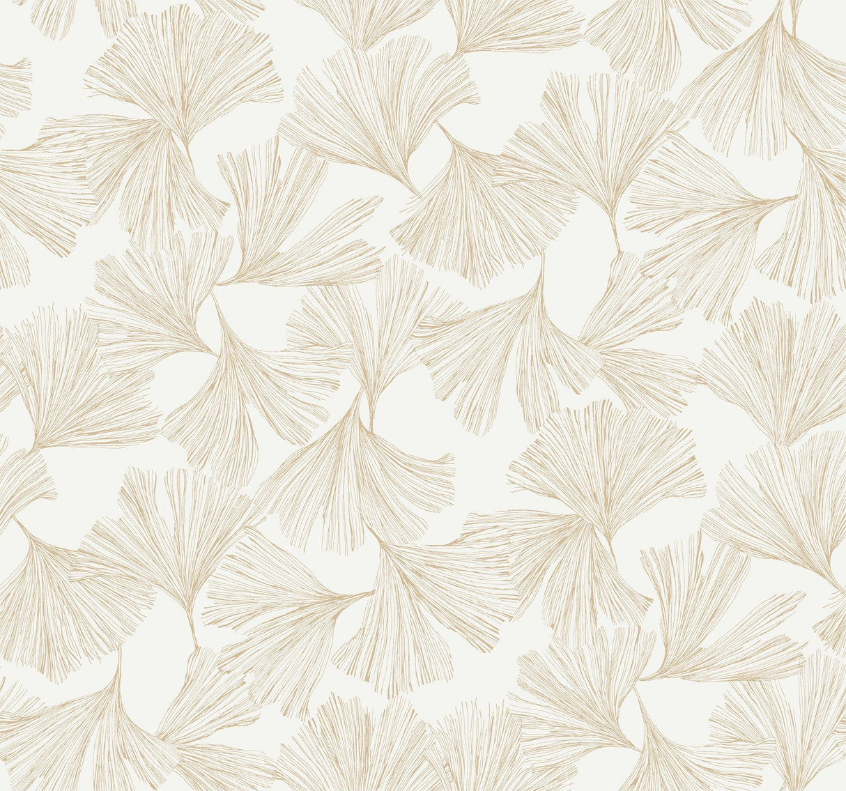 Gingko Toss Gold Wallpaper with Botanical Ginkgo Leaf Motif - York DD3741