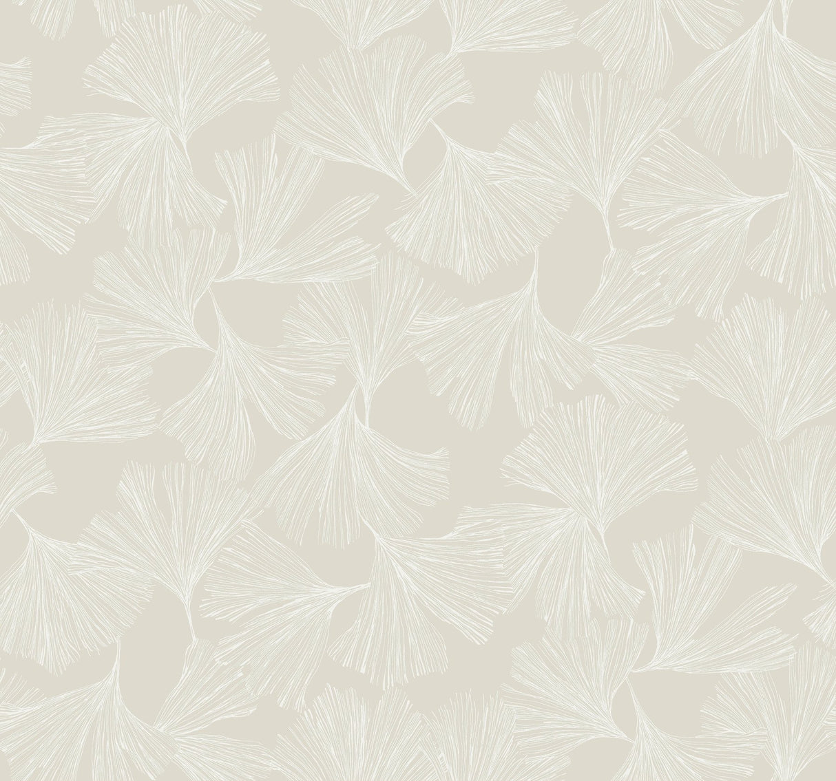 Gingko Toss Cream Wallpaper with Botanical Ginkgo Leaf Pattern - York DD3744
