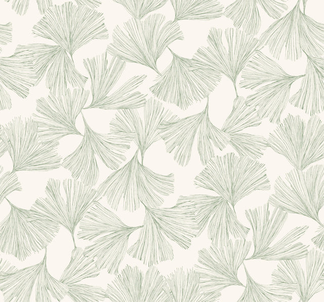 Gingko Toss Green Wallpaper