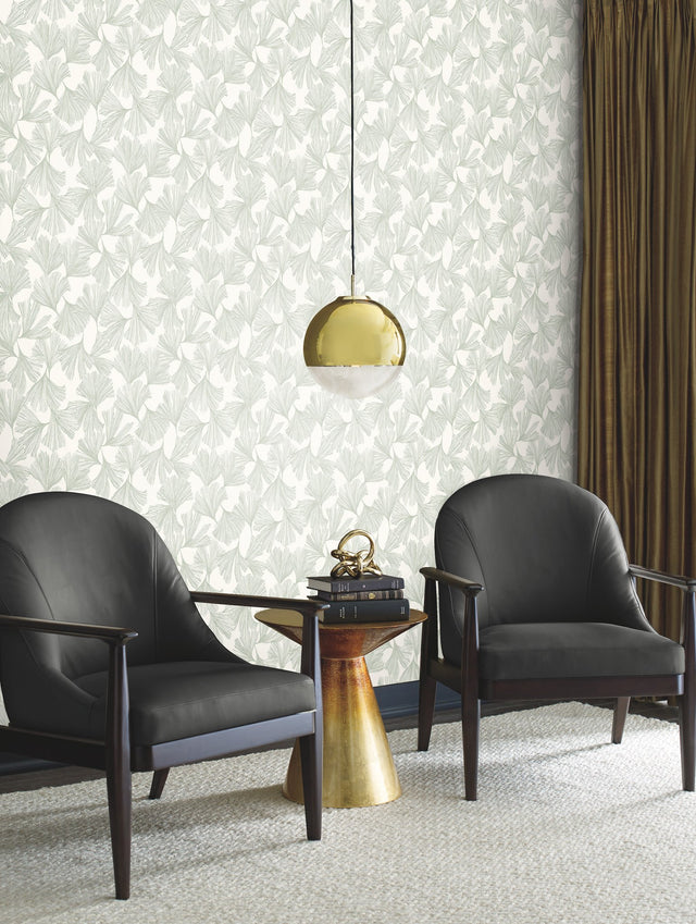 Gingko Toss Green Wallpaper