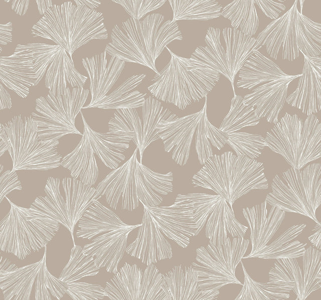Ginkgo Toss Silver Wallpaper with Botanical Leaf Motif - York DD3746