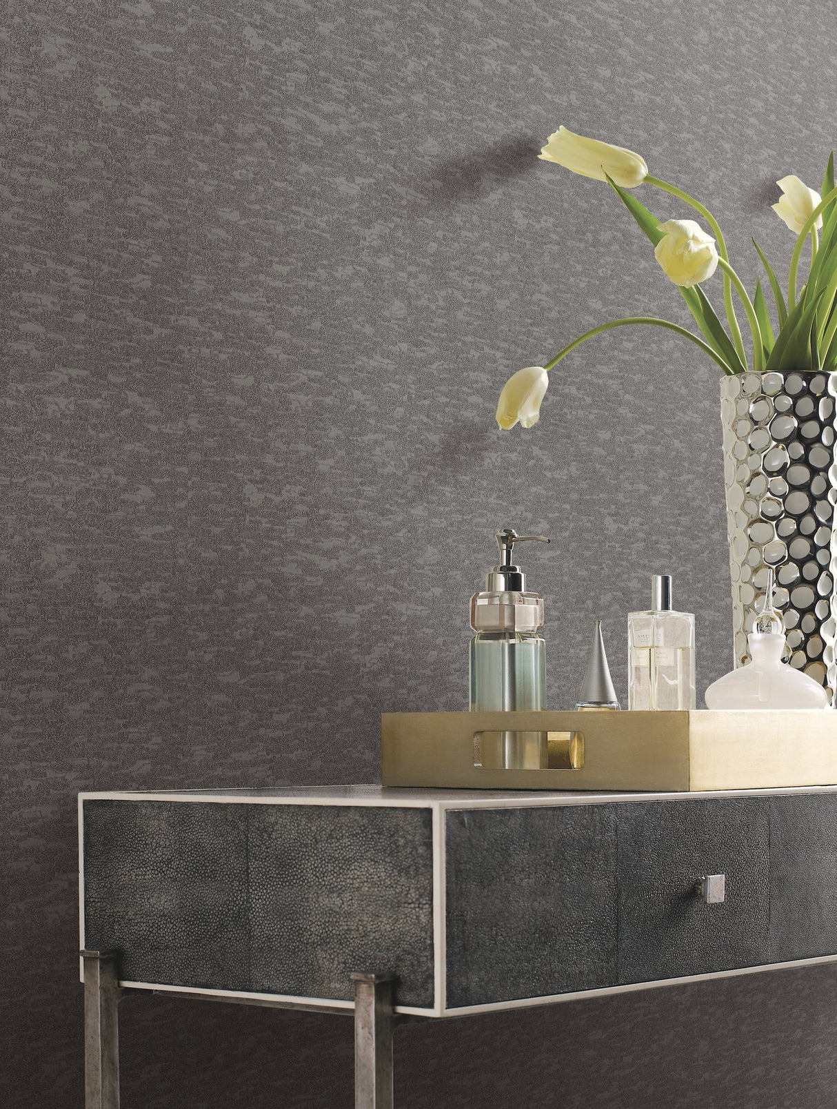 Weathered Cypress Silver Wallpaper with Textured Bark Motif - York DD3751