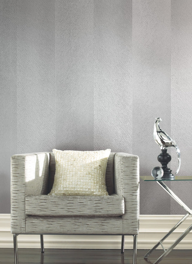 Etched Chevron Grey Wallpaper with Modern Stripe Motif - York DD3781
