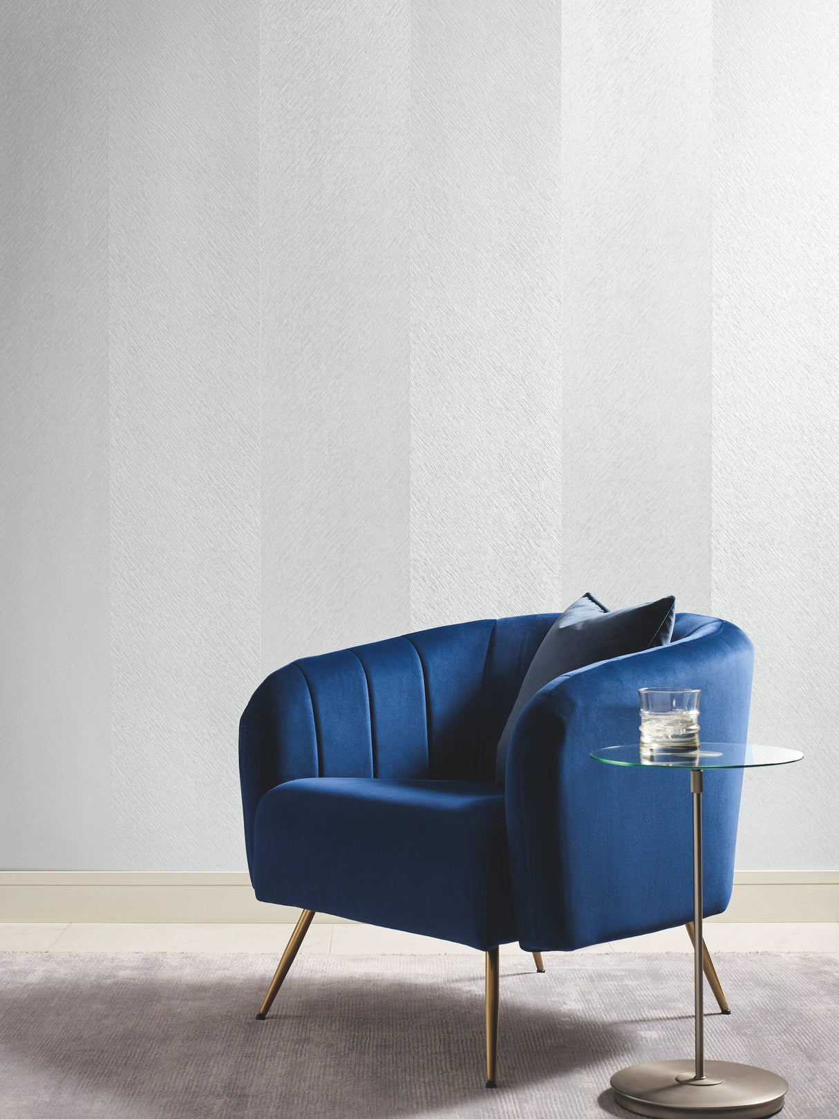 Etched Chevron White Wallpaper with Striped Chevron Pattern - York DD3782