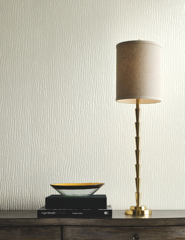 Rain Chimes White Wallpaper with Glass Bead Vertical Stripe - York DD3792