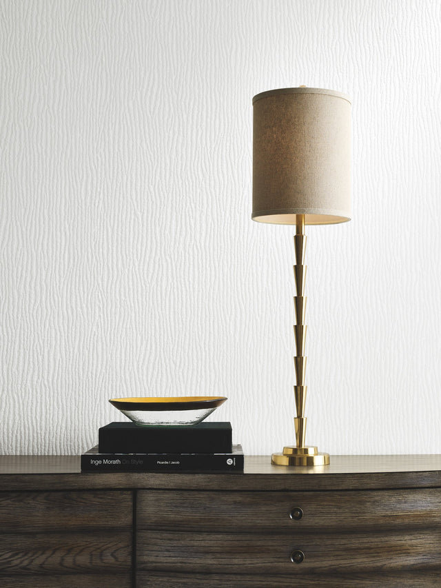 Rain Chimes White Wallpaper with Glass Bead Vertical Stripe - York DD3792