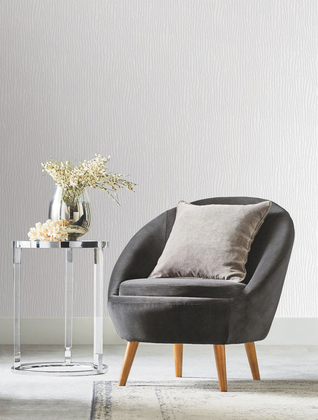 Rain Chimes White Wallpaper with Glass Bead Vertical Stripe - York DD3792