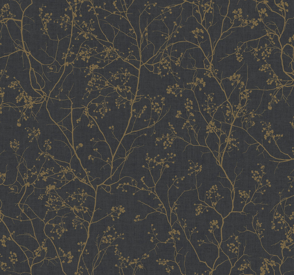 Luminous Branches Black & Gold Wallpaper with Botanical Metallic Branch Motif - York DD3811
