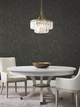 Luminous Branches Black & Gold Wallpaper with Botanical Metallic Branch Motif - York DD3811
