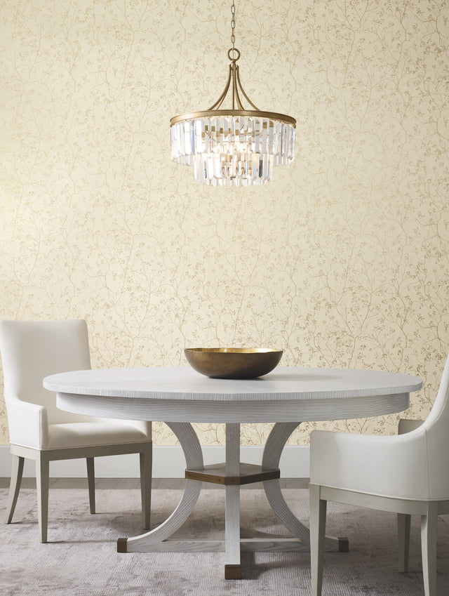 Luminous Branches Cream & Gold Wallpaper with Metallic Botanical Branch Pattern - York DD3812
