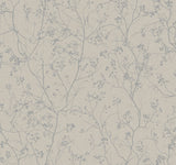 Luminous Branches Grey & Silver Wallpaper with Botanical Metallic Branch Pattern - York DD3814
