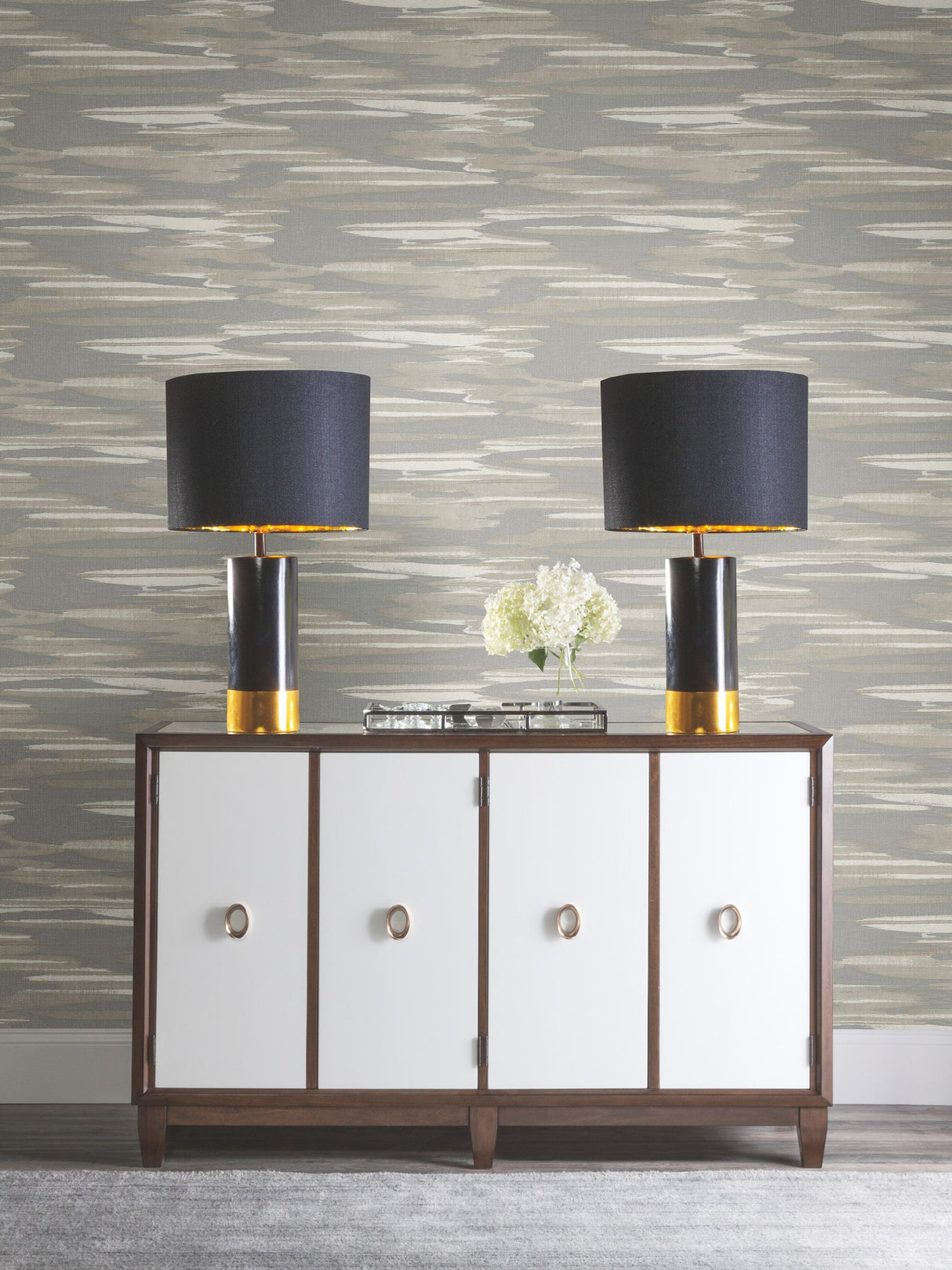 Nimbus Grey Wallpaper with Shimmering Pearlescent Cloud Motif - York DD3821