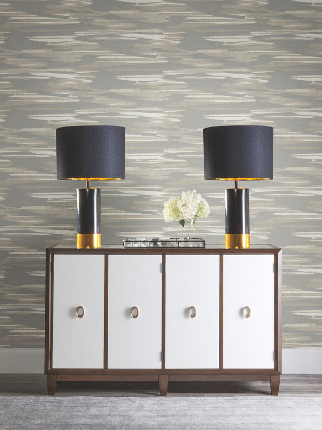 Nimbus Grey Wallpaper with Shimmering Pearlescent Cloud Motif - York DD3821