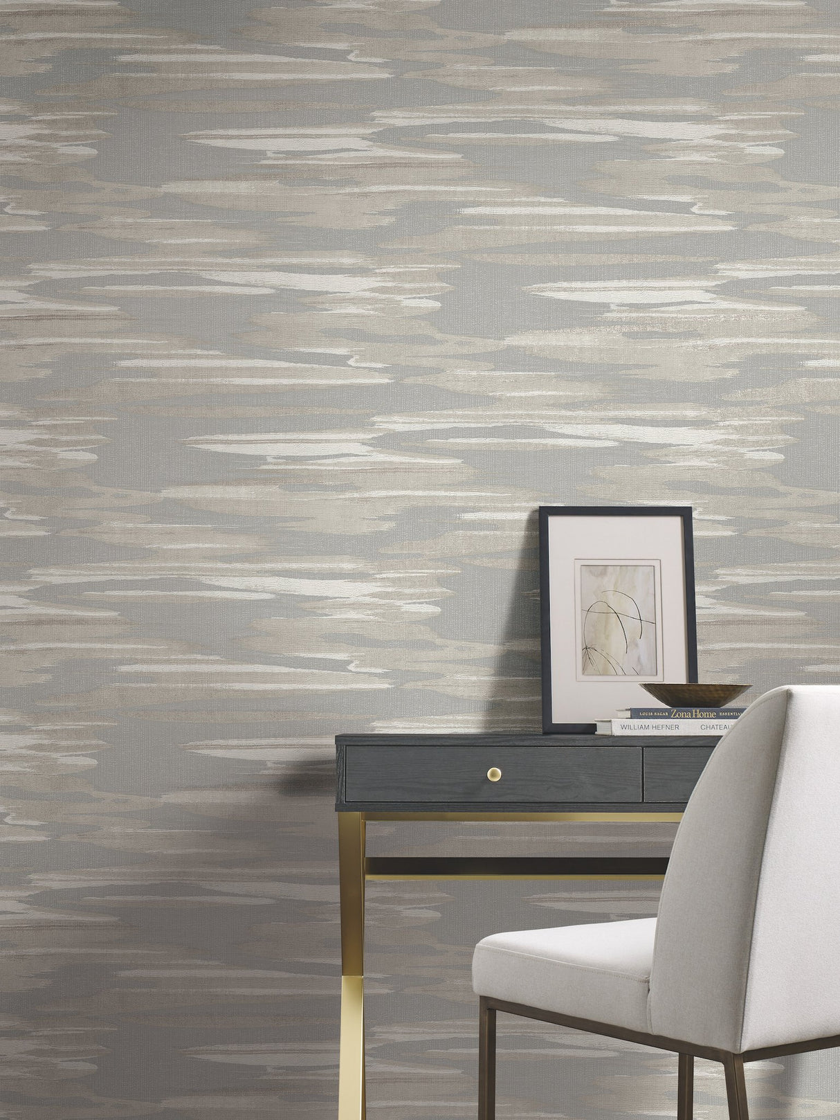 Nimbus Grey Wallpaper with Shimmering Pearlescent Cloud Motif - York DD3821