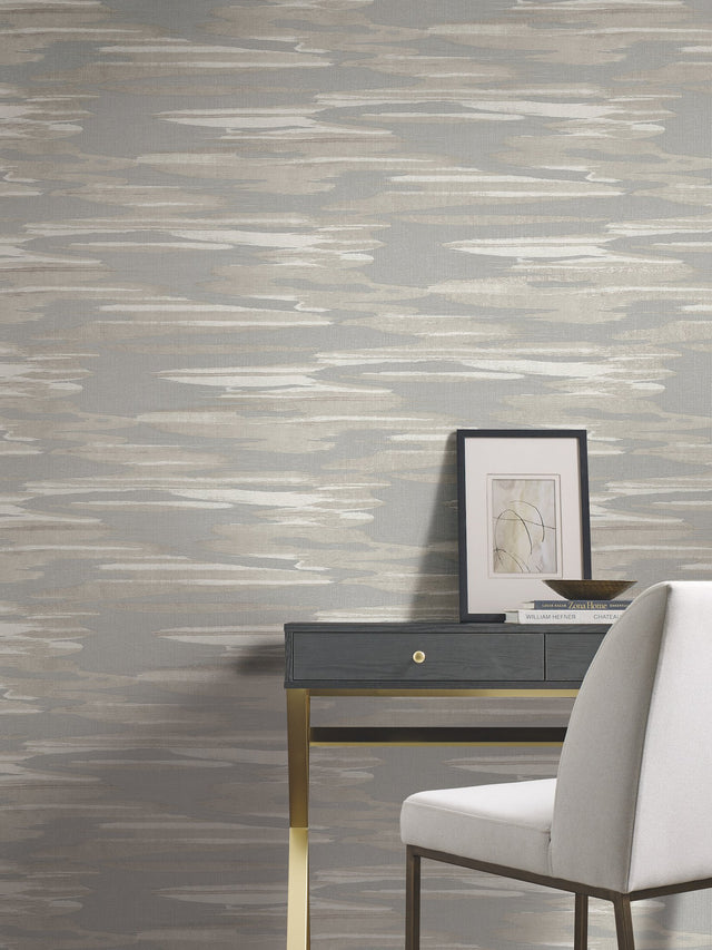Nimbus Grey Wallpaper with Shimmering Pearlescent Cloud Motif - York DD3821