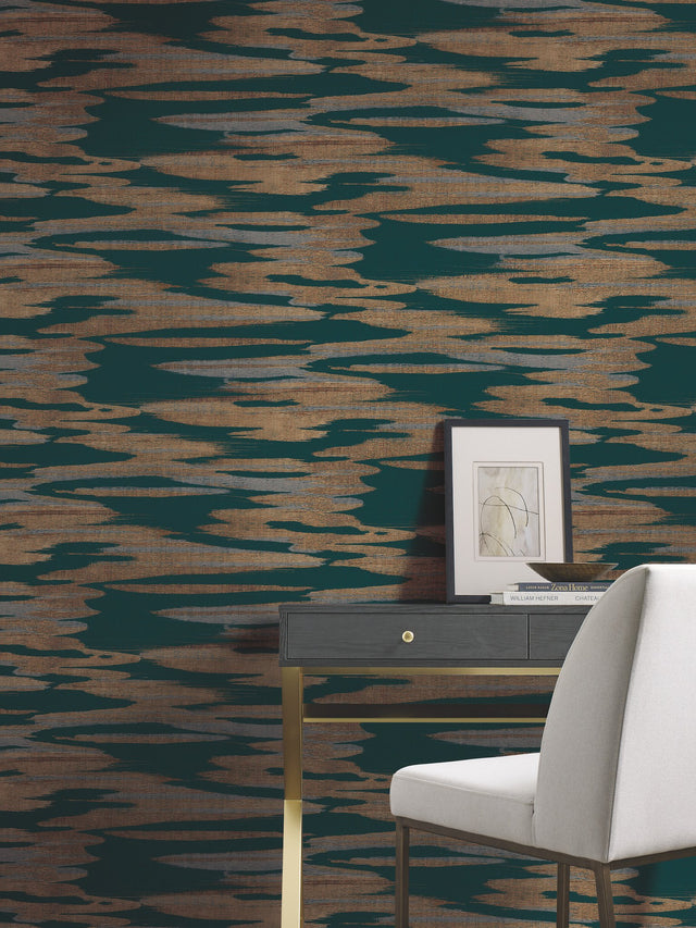Nimbus Teal Wallpaper with Pearlescent Cloud Motif - York DD3823