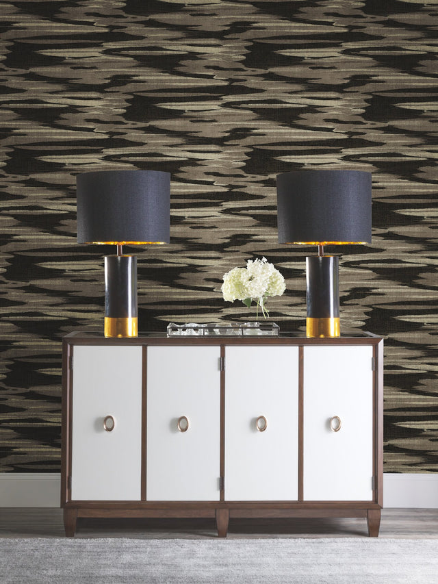 Nimbus Black Abstract Pearl Non Woven Wallpaper - Antonina Vella DD3825