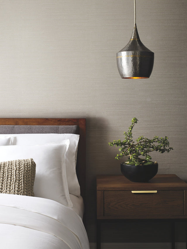 Ribbon Bamboo Silver Metallic Wallpaper with Metallic Bamboo Texture - Antonina Vella DD3832