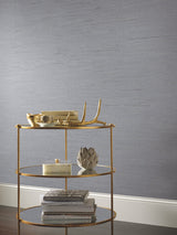 Ribbon Bamboo Blue & Silver Metallic Wallpaper with Horizontal Bamboo Streamers - York DD3834