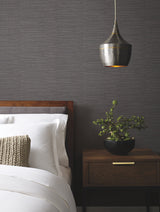 Ribbon Bamboo Black & Silver Metallic Wallpaper with Metallic Bamboo Streamer Texture - York DD3835