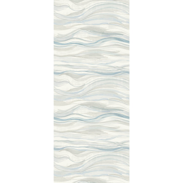Currents Blue Wall Mural with Shimmering Geometric Wave Pattern - York DD3841M